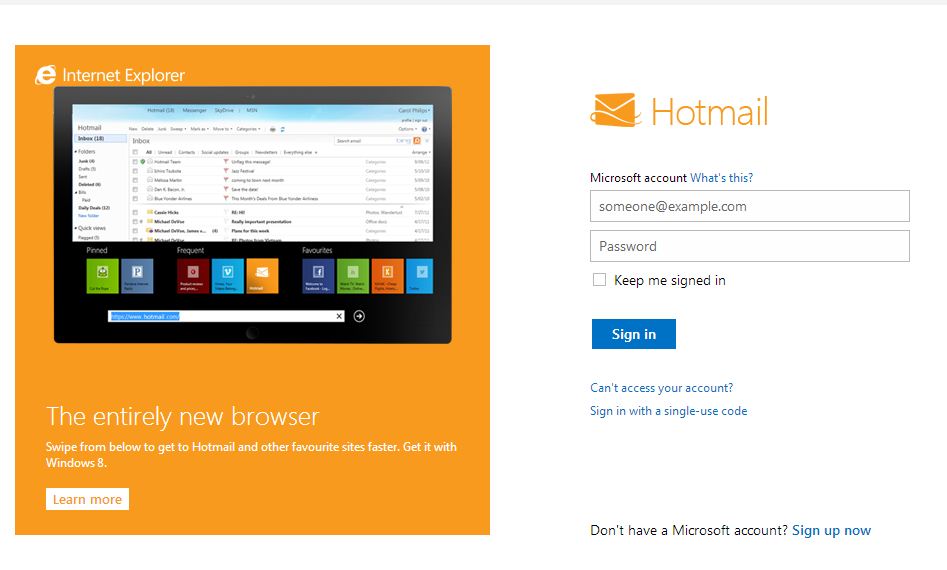 klik untuk
pergi ke hotmail